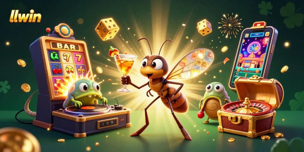 Experience the thrill of llwin casino with a captivating 3D illustration depicting lively characters and spectacular gaming elements.