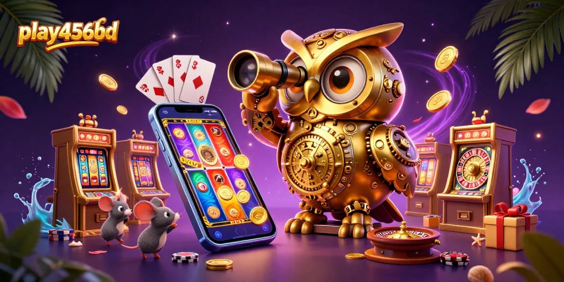 Experience thrilling gaming action with play456bd in a vibrant, dynamic 3D casino scene.