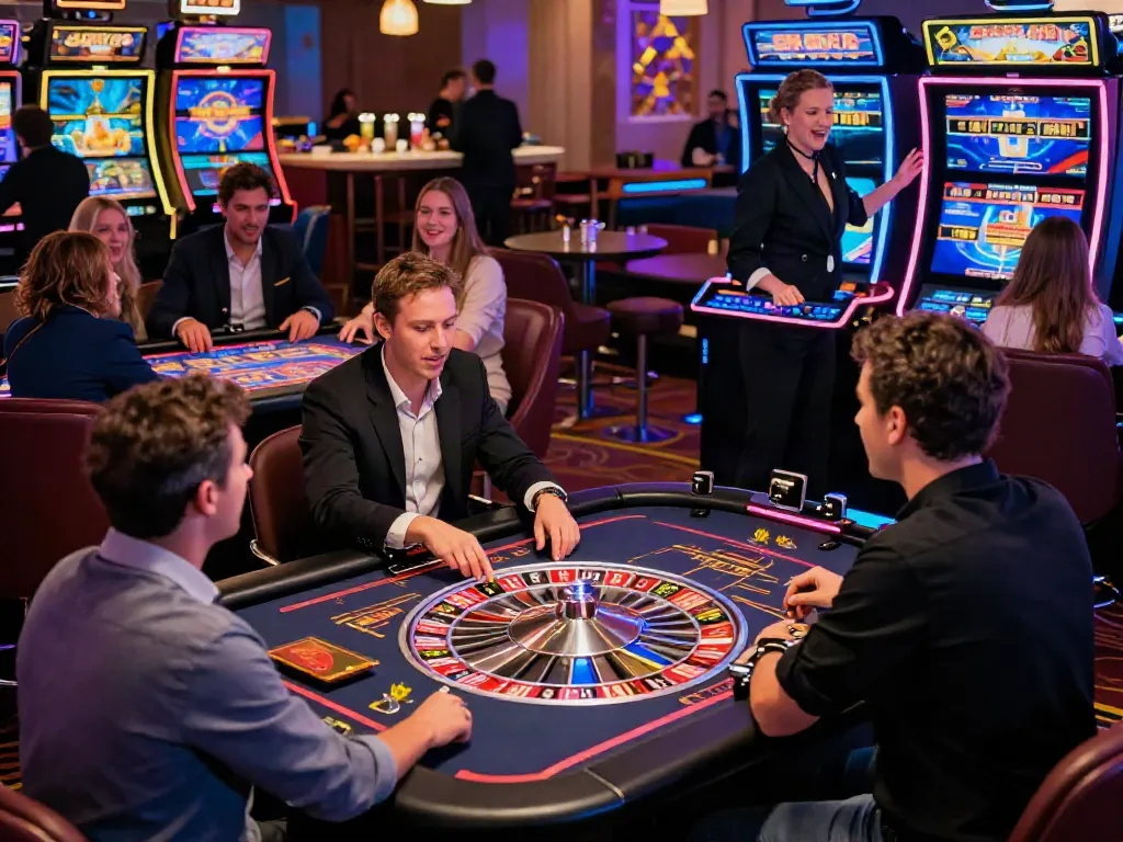 Experience the excitement of non Gamstop UK casinos with players at gaming tables.