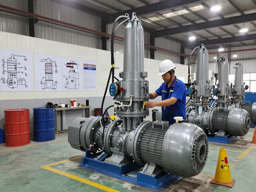Instalaciones de bombas KSB Venezuela con técnico trabajando en mantenimiento