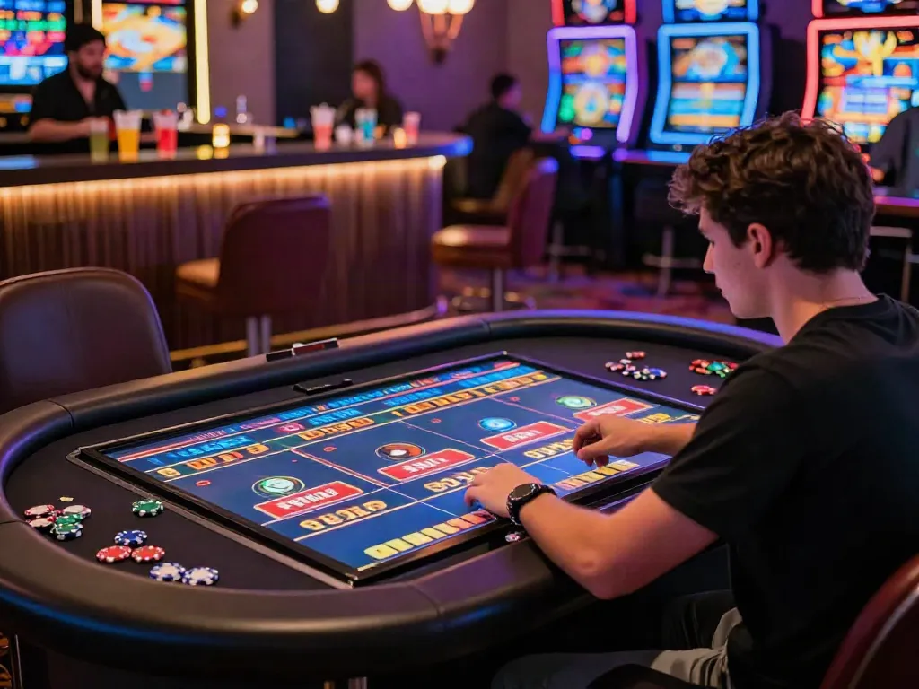 Exciting gaming experience at non gamstop UK casinos with vibrant digital graphics and inviting atmosphere.