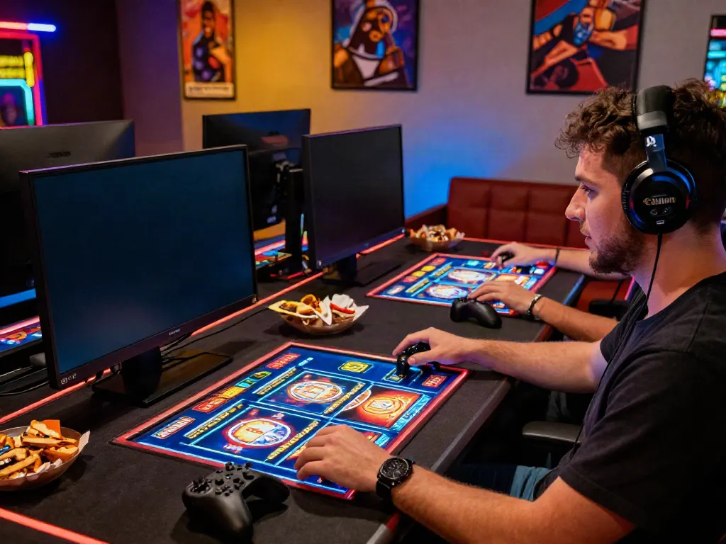 Player enjoying non Gamstop UK casinos with vibrant gaming setup and engaging atmosphere.