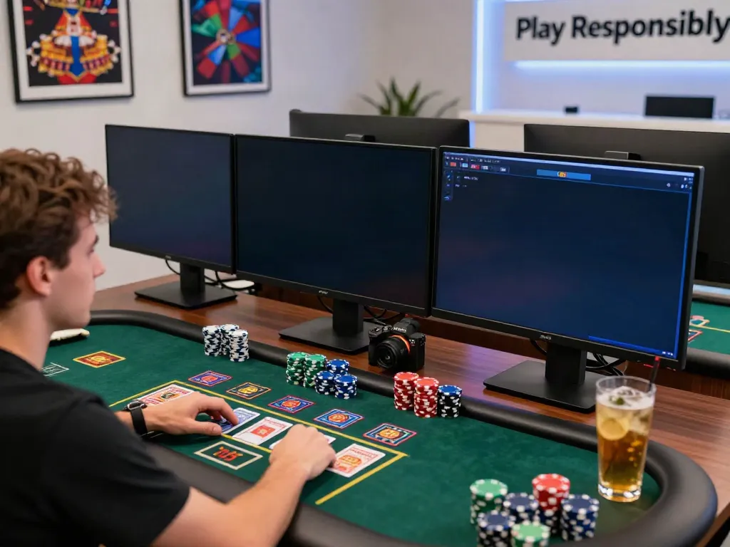 Player enjoying non gamstop uk casinos with vibrant gaming setup and live dealer action
