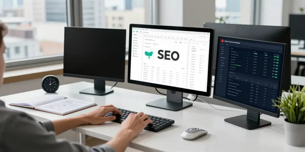 Professional workspace focusing on instant indexing tools and digital marketing strategies.