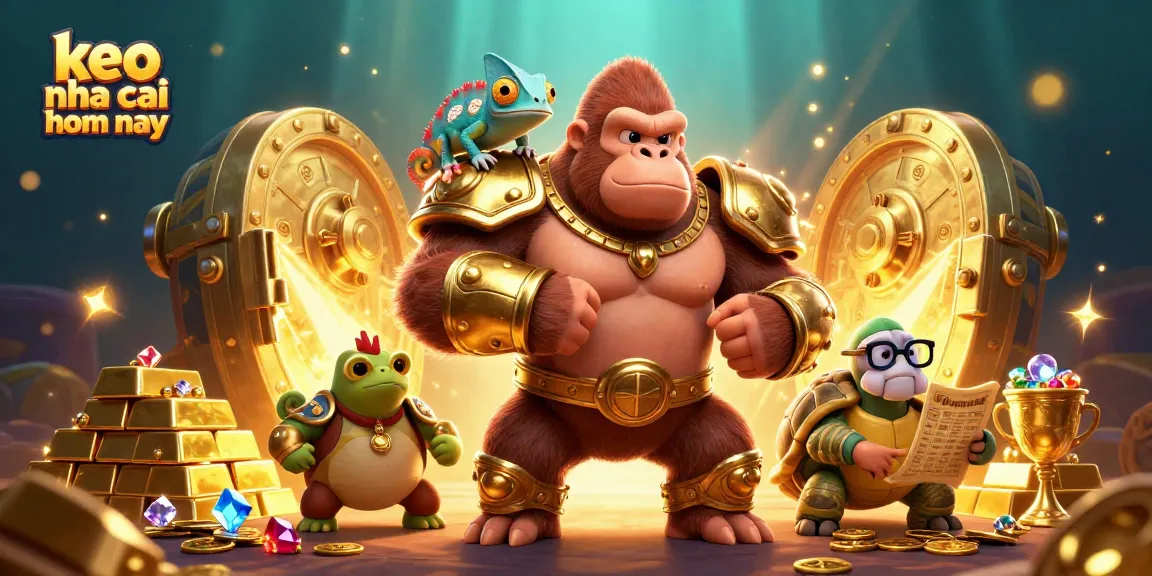Exciting scene showcasing keo nha cai hom nay betting action with dynamic casino characters and treasures