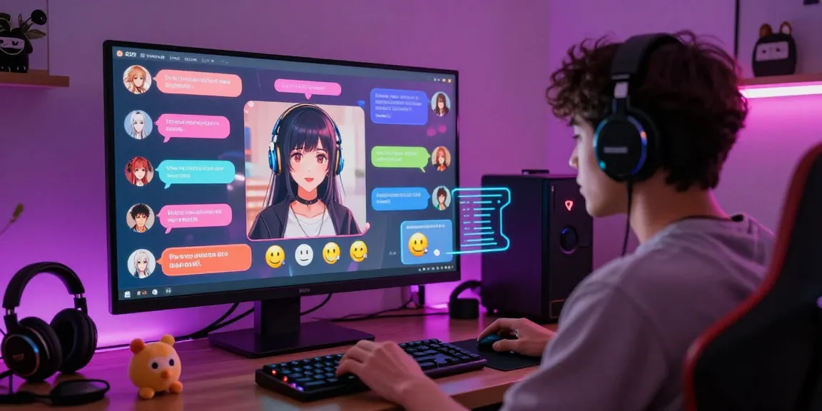 Interactive chat scene showcasing engaging free AI ecchi chat with colorful avatars and gaming accessories.