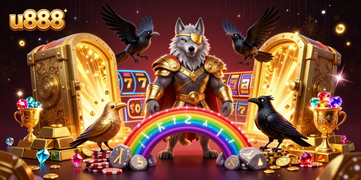 Engage with the exciting u888 slots scene featuring Odin and ravens among treasures.
