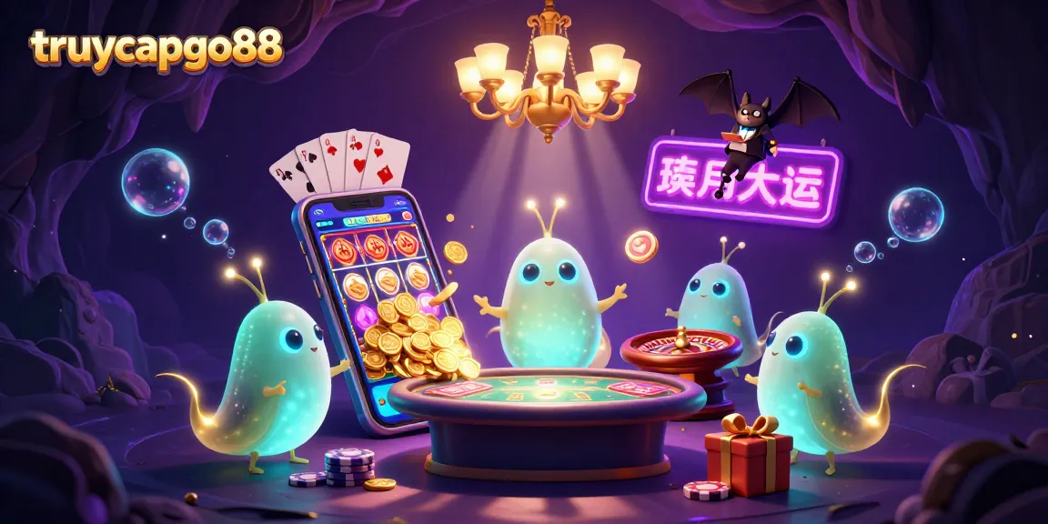 Experience thrilling gameplay with truycapgo88 as glowworms light up a vibrant cave casino atmosphere.